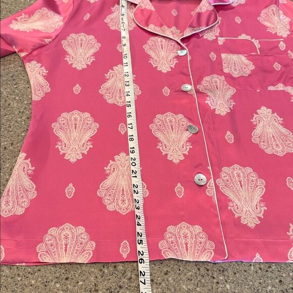 BEDHEAD PAJAMAS 100% Silk Pink & White Paisley Long Sleeve Matching Pajama Set - Picture 12 of 14